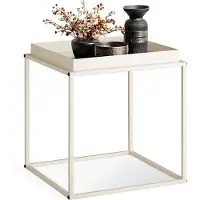 TecTake - Bijzettafel - Kleine salontafel - creme - 40x40x44cm, maximale draagkracht 30kg - 404184