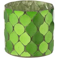 J-Line theelichthouder Cilinder Mozaïek - glas - groen - small