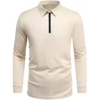 Allthemen Heren Lange Mouw Rek T-Shirt - Oversize Polo Met Halve Rits - L