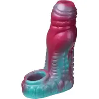 Kiotos Monstar 07 - Penis Sleeve - Penisverlenging - Met Ball Stretcher Opening - Diameter Ø 50 mm - Siliconen - Roze Blauw