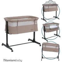 Titaniumbaby Co-sleeper Solid Milan Lush Taupe incl. Klamboe