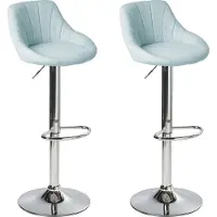 Beliani LUCCA - Barkruk set van 2 - Lichtblauw - Polyester