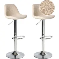 Beliani KAHLA - Barkruk set van 2 - Lichtbeige - Bouclé