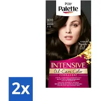 Palette 2 x Intensive Oil-Care Color Haarkleuring 800 Donkerbruin - Haarverf - Donkerbruin - Permanente Haarverf - Arganolie - Glans