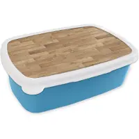 MuchoWow Broodtrommel Blauw - Lunchbox - Brooddoos - Patroon - Parket - Patronen - 18x12x6 cm - Kinderen - Jongen