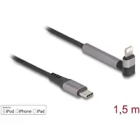 DeLOCK Data and Charging Cable USB Type-C to Lightning for iPhone, iPad, iPod angled with stand function black 1.5 m MFi