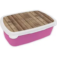 MuchoWow Broodtrommel Roze - Lunchbox - Brooddoos - Hout - Brocante - Patronen - 18x12x6 cm - Kinderen - Meisje