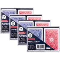 Longfield games 4x sets Speelkaarten - blauw/rood - 4x 54 kaarten - klassiek - kaartspel