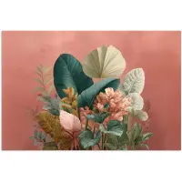 PosterMonkey Poster 90x60 cm - Tropische bladeren - Bloemen - Roze - groen - Posters - Kamer decoratie - Wanddecoratie woonkamer - Muurdecoratie slaapkamer