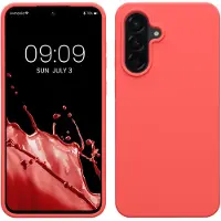 Kwmobile telefoonhoesje geschikt voor Samsung Galaxy A56 5G - Hoesje met siliconen coating - Smartphone case in neon koraal