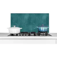 KitchenYeah Spatscherm Keuken - Kookplaat Achterwand - Spatwand Fornuis - 90x45 cm - Verf - Turquoise - Abstract - Aluminium - Wanddecoratie - Muurbeschermer - Hittebestendig