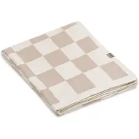 Knit Factory Caro Gebreid Plaid - Woondeken - plaid - Katoenen deken - Kleed - Geblokt motief - Ecru/Linnen - 160x130 cm