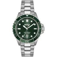 BOSS Horloge met groene wijzerplaat en stalen polsband
