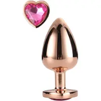 Dream Toys Gleaming Love - buttplug aluminium hartvormige steen - M - roségoud
