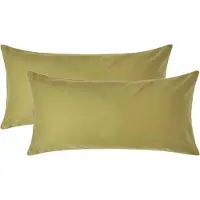 Homescapes Luxe Satijn Kussensloop 40x80 cm – Olijfgroen – Set van 2 – 100% Egyptisch Katoen Satijn – Draaddichtheid 1000