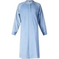Lunatex - warm dames nachthemd 224183 badstof - winter nachthemd - blauw - maat XXL