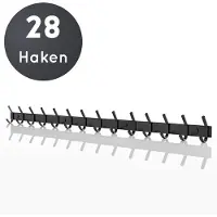 VOLCAN Wandkapstok - 28 Haken - Muur Kapstok Hangend met 3M Tape - Industrieel - Zwart RVS