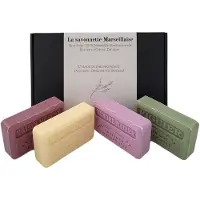 Savon De Marseille cadeau zeep set Magnolia, Tendre baiser, Muskaatdruif, Vijgen - cadeau voor vrouw