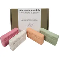 Savon De Marseille Geitenmelk cadeauset: Passievrucht – Kokosmelk scrub – Perzik – Citroen verveine - valentijn cadeau voor haar - cadeau voor vrouw - verzorgende zeep - geitenmelk zeep - natuurlijke zeep