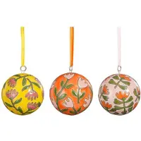 Mica Decorations Kerstballen glas bloemen multi - 3 varianten (ø8 cm)