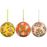 Mica Decorations Kerstballen glas bloemen multi - 3 varianten (ø10 cm)