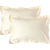 Homescapes Luxe Satijn Kussensloop 50x75 cm met Sierrand – Crème – Set van 2 – 100% Egyptisch Katoen Satijn – Draaddichtheid 1000