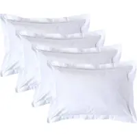 Homescapes Luxe Satijn Kussensloop 50x75 cm met Sierrand – Wit – Set van 4 – 100% Egyptisch Katoen Satijn – Draaddichtheid 1000