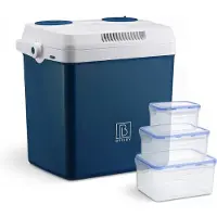Brisby 25 Liter Elektrische Koelbox, met 12V, 220/230 Volt Aansluiting voor Auto en Camping – AC/DC - Coolbox - BLAUW