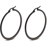 Cilla Jewels Hoop Oorringen Edelstaal Zwart-40mm