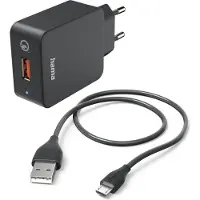 Hama USB-oplader 19.50 W 1x USB-A, 1x Micro-USB Zwart Binnen
