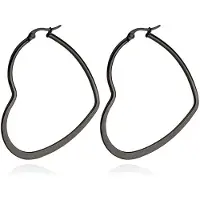 Cilla Jewels Dames oorringen Edelstaal Zwart hartje-30mm