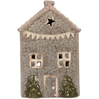 Clayre & Eef Waxinelichthouder Huis 10x8x15 cm Blauw Keramiek