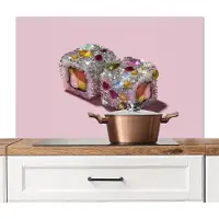 KitchenYeah Spatscherm keuken 100x65 cm - Kookplaat achterwand Sushi - Rolletjes - Steentjes - Kleurrijk - Muurbeschermer - Spatwand fornuis - Hoogwaardig aluminium
