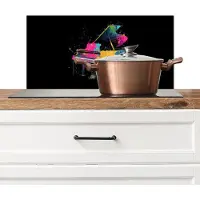 KitchenYeah Spatscherm keuken 60x30 cm - Kookplaat achterwand Piano - Kleurrijk - Verf - Modern - Muurbeschermer - Spatwand fornuis - Hoogwaardig aluminium