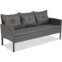 Garden Point Driezitsbank van kunststof rotan Bari Garden Point antraciet