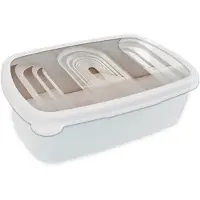 MuchoWow Broodtrommel Wit - Lunchbox Hal - Bogen - Symmetrisch - Modern - Brooddoos 18x12x6 cm - Brood lunch box - Broodtrommels voor kinderen en volwassenen