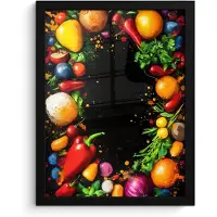PosterMonkey Poster in lijst - Fotolijst 30x40 cm - Posters - Groente - Graffiti - Kleurrijk - Koken - Abstract - Posterlijst zwart - Decoratie - Wanddecoratie woonkamer - Muurdecoratie slaapkamer