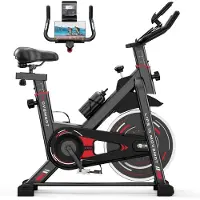 Bigzzia Hometrainers - Fitnessfiets voor binnenshuis met vliegwiel van 10 kg - LCD-scherm - Verstelbare stoel en armleuningen - Draagvermogen 120 kg