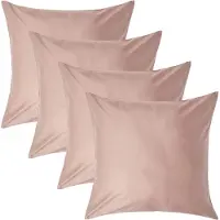 Homescapes Luxe Satijn Kussensloop 60x60 cm – Beige – Set van 4 – 100% Egyptisch Katoen Satijn – Draaddichtheid 1000