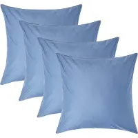 Homescapes Luxe Satijn Kussensloop 60x60 cm – Staalblauw – Set van 4 – 100% Egyptisch Katoen Satijn – Draaddichtheid 1000