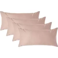 Homescapes Luxe Satijn Kussensloop 40x80 cm – Beige – Set van 4 – 100% Egyptisch Katoen Satijn – Draaddichtheid 1000