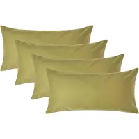 Homescapes Luxe Satijn Kussensloop 40x80 cm – Olijfgroen – Set van 4 – 100% Egyptisch Katoen Satijn – Draaddichtheid 1000