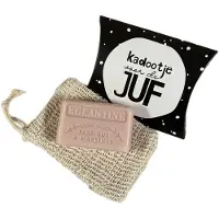 Savon De Marseille Cadeautje voor de juf: Wilde roos 125 g. + Sisal zeepzakje - - zeep geschenkset - geschenk juf