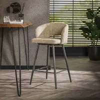 Dimehouse Set van 2 Barkrukken Alba bouclé Zand
