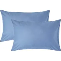 Homescapes Luxe Satijn Kussensloop 50x75 cm – Staalblauw – Set van 2 – 100% Egyptisch Katoen Satijn – Draaddichtheid 1000