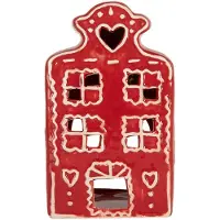 Clayre & Eef Waxinelichthouder Huis 8x7x13 cm Rood Keramiek