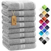 NatureMark Badstof handdoeken 8-pack 50x100cm, 100% katoen, zilvergrijs