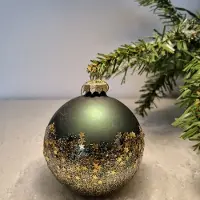 Countryfield Kerstbal S Jolanda groen/ goud ster Ø8cm