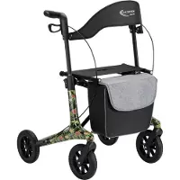 Multimotion - Carbon rollator maat M - 5,5 kg - Softwielen - Bloemenprint