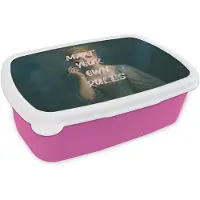 MuchoWow Broodtrommel Roze - Lunchbox Klassiek - Sierlijk - Roze - Brooddoos 18x12x6 cm - Brood lunch box - Broodtrommels voor kinderen en volwassenen
